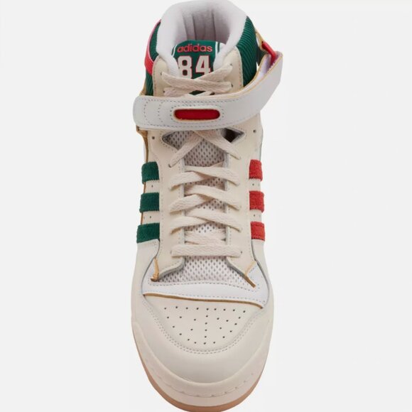 Adidas Mens Forum 84 High Court Leather White Green Red Size 8 Basketball NEW - Picture 2 of 10